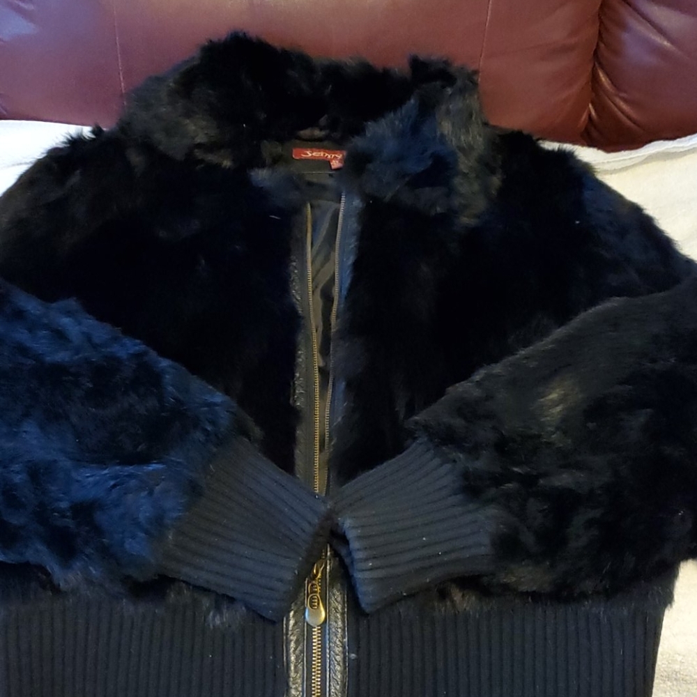 Faux black fur jacket